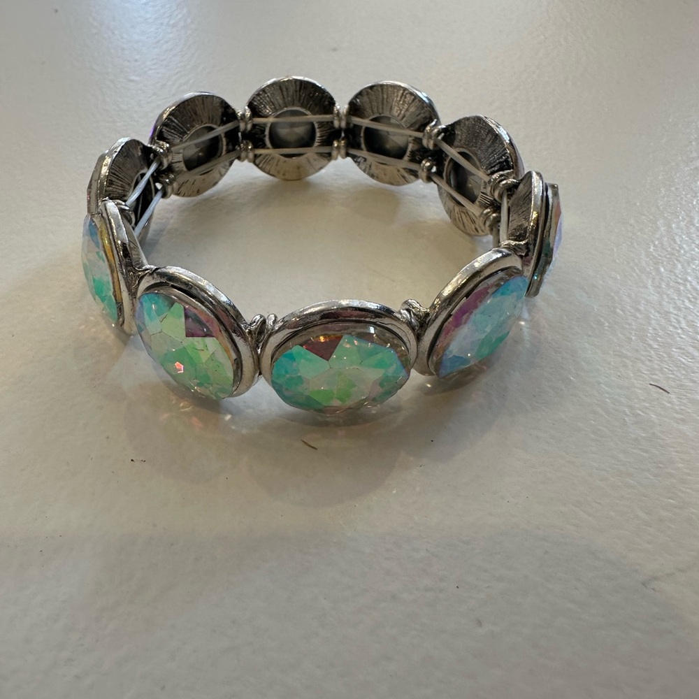 Silver Bracelet with Iridescent Accents